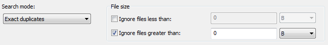 Options to search for empty files