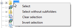 Context menu of Detwinner's folder tree